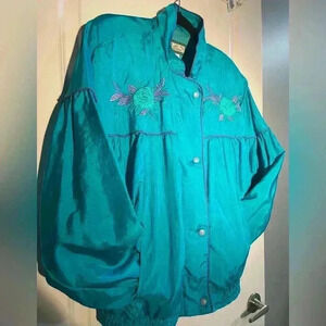 Vintage 'Lady Footlocker Casuals'  matching tracksuit with florals embroidery
